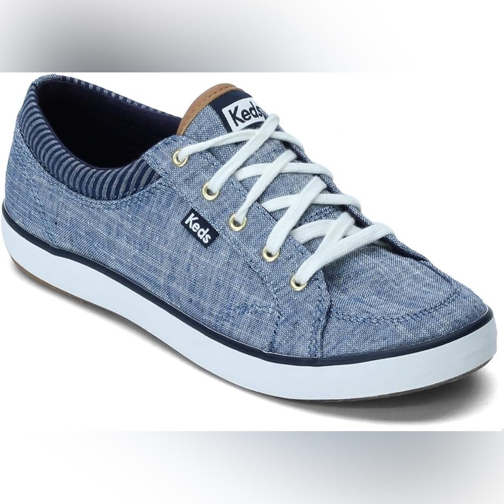 Keds Women's Center Chambray/Stripe sneaker in Navy